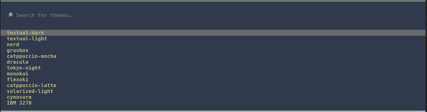 Screenshot of theme menu